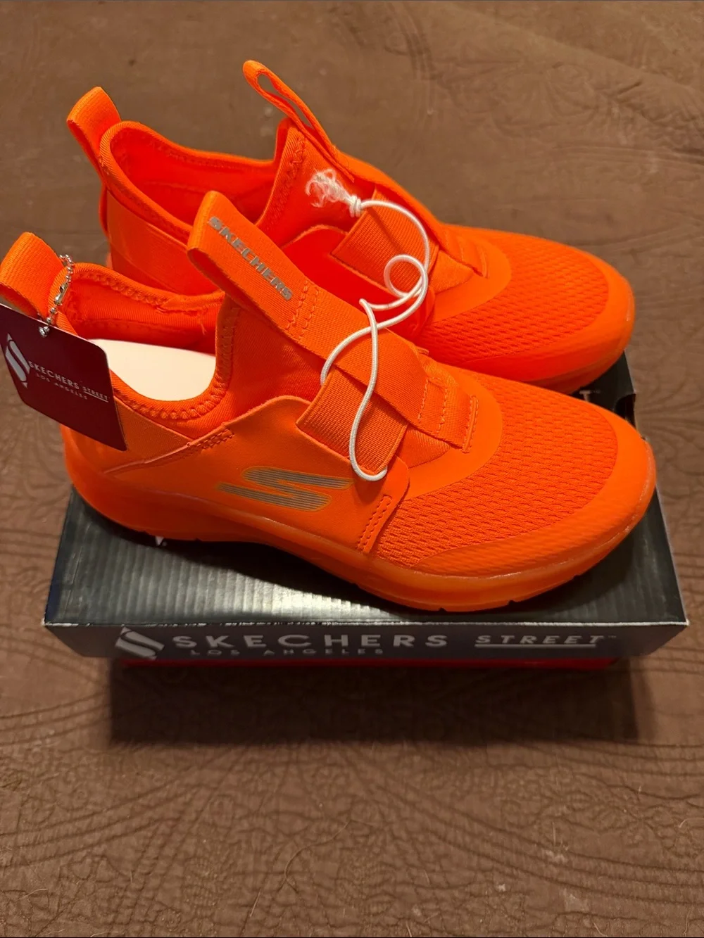 Skechers Neon Orange Slip-On Athletic Sneakers